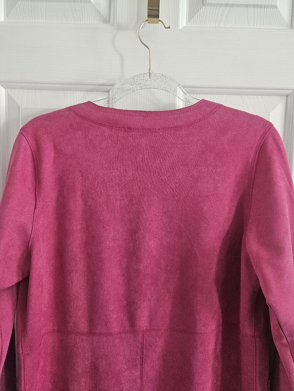 NWOT Solitaire Pink Faux Suede Longline Duster Open Front Cardigan/Jacket - Picture 7 of 10